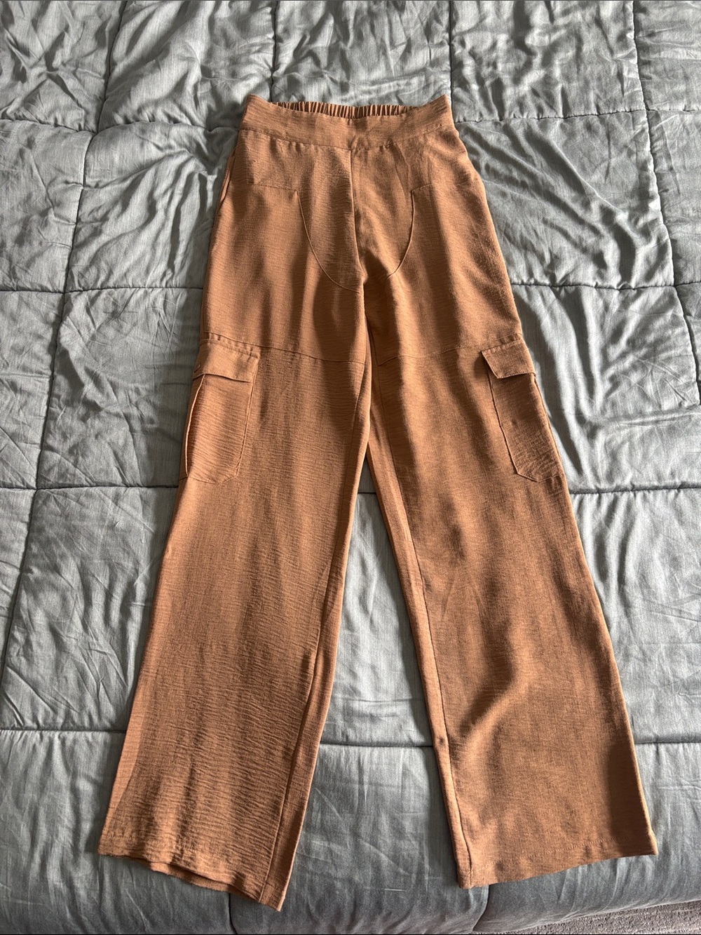 Meshki Wide-Leg Cargo Pants in Rust Orange
